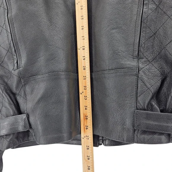 Wilsons Leather Mens XL Black Leather Biker Cafe Racer Moto Jacket - Picture 8 of 10